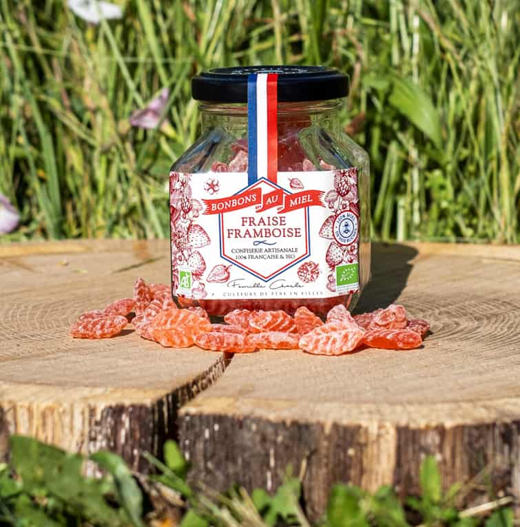 Bio Honig Bonbons Les Abeilles De Malescots Erdbeer-Himbeer